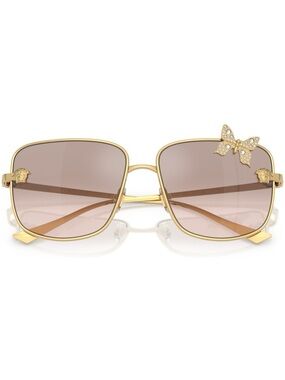 Versace Gold Frame Sunglasses with Rose Lenses and Butterfly Accent VE2282